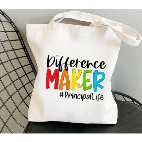 Supplies Teacher Difference Maker Printed Tote Bag women Harajuku shopper Funny handbag Shoulder shopping Lady gift Canvas Bag