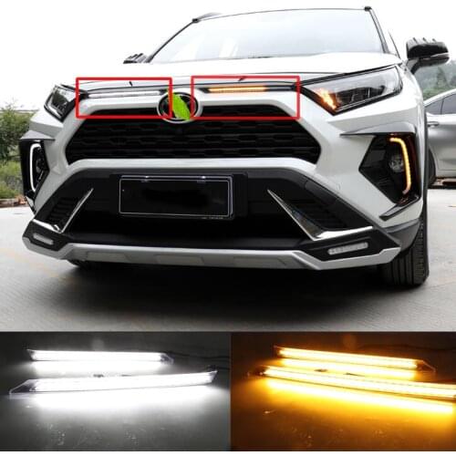 LED Daytime Running Light For Toyota RAV4 2019 2020 Car Automobile Cover Decoration Light Foglight Eyebrow Eyelid Cover Trim