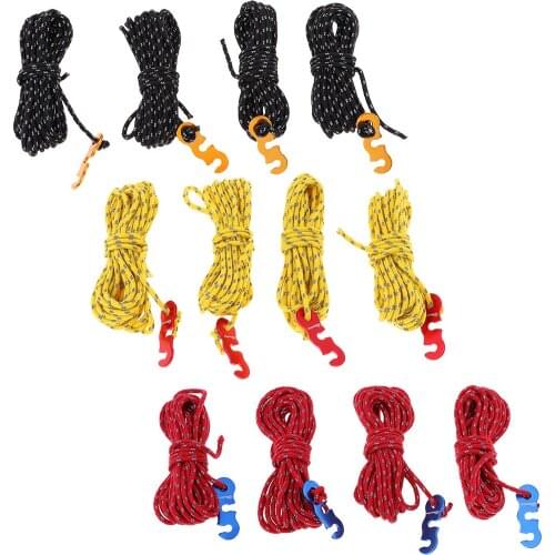 4 Pcs Reflective Camping Tent Guide Rope Guy Line Cord And Adjusters