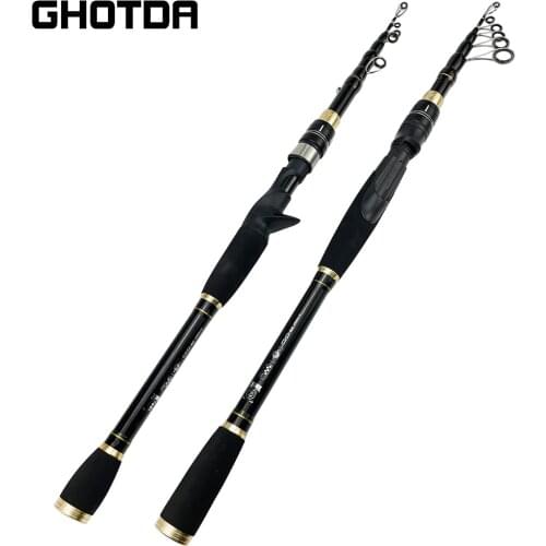 GHOTDA Carbon Fiber Telescopic Fishing Rod 1.6m-1.8m Ultralight Spinning Casting Fishing Pole For Sea and Fleshwater