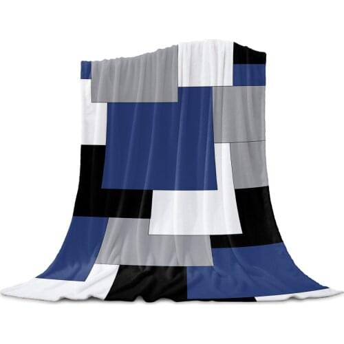 Navy Blue Black Abstract Throw Blanket for Sofa Christmas Decoration Bedspread Portable Microfiber Flannel Blanket