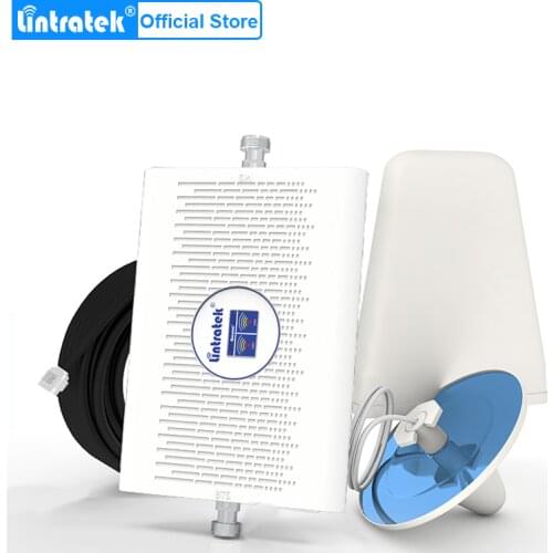 Lintratek 2G 4G cellular signal booster repeater 900mhz 1800mhz GSM 4G LTE 70dB gain AGC ALC cell phone signal amplifier set