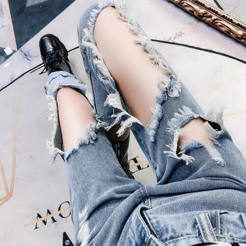 2020 spring summer autumn new women fashion casual Denim Pants woman female OL ripped jeans Vq74