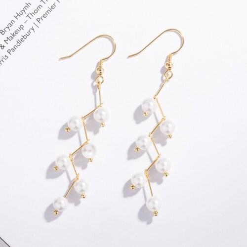 New Version 925 Sterling Silver Freshwater Pearl Dangle Earrings For Women Statement Korean Elegant Fishhook Earring Party Gifts