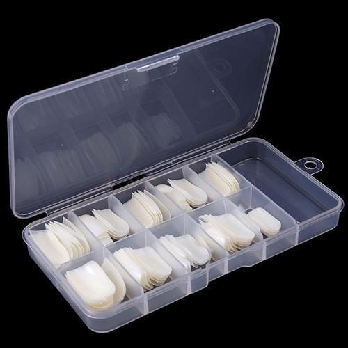 100Pcs French Full Cover Acrylic False Fake Nail Art Tips with Storage Box 100Pcs false nail tips with 10 sizes, 10 nail tips in