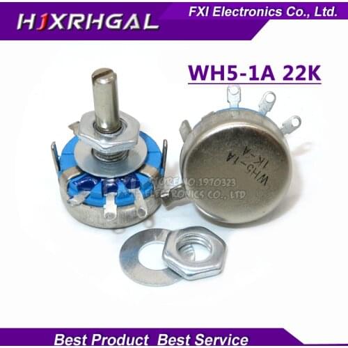 2pcs WH5-1A 22k ohm 3-Terminals Round Shaft Rotary Taper Carbon Potentiometer