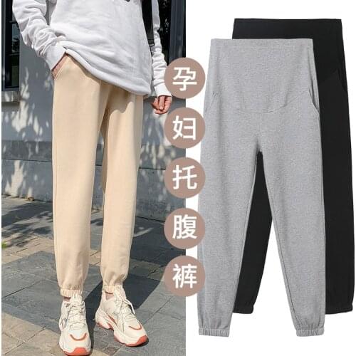 3306# Spring Thin Maternity Pants High Waist Belly Straight Pants Clothes for Pregnant Women Sports Casual Preganncy Trousers