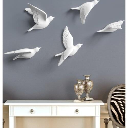 Resin Birds Creative For Wall 3d Sticker Living Room Animal Figurine Wall Murals tv Wall Background Decorative Home Decor Birds