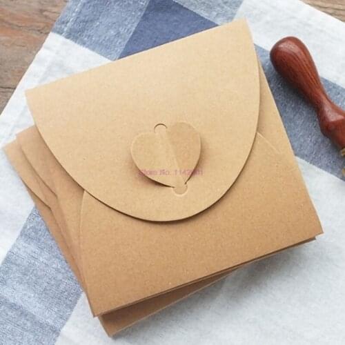 500pcs Vintage Heart Kraft Paper CD Optical Disc Paper Bag Baby Gift Craft Envelopes for Wedding Letter Invitations CD Bag DIY