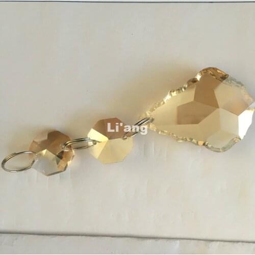 Free Shipping 50mm Maple Leaf Droplet, 100pieces/Lot CRYSTAL Bead Champagne Color for Chandelier Part,Lighting Accessories Parts