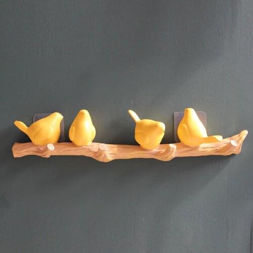 Resin Bird Decorative Wall Hooks Hanger Living Room Bathroom Holder Rack Coat Hat Bag Hooks Wall Decorations Home Accessories