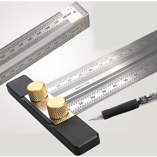 Woodworking Line Scribe 180-400mm T-type Ruler Hole Scribing Ruler Crossed-out Tool Line Drawing Marking Gauge Measuring Tool