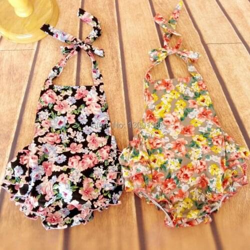 Baby Girl Clothing Floral Newborn Clothes Ruffled Rompers Catoon Striped Animal Wavy Print Jumpsuit Sleeveless Belt Swimwear