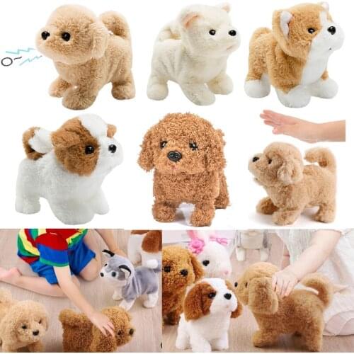 Electronic Robot Dog Lifelike Walking Barking Plush Cute Little Teddy Pet Interactive Toys Best Gifts for Boys and Girls