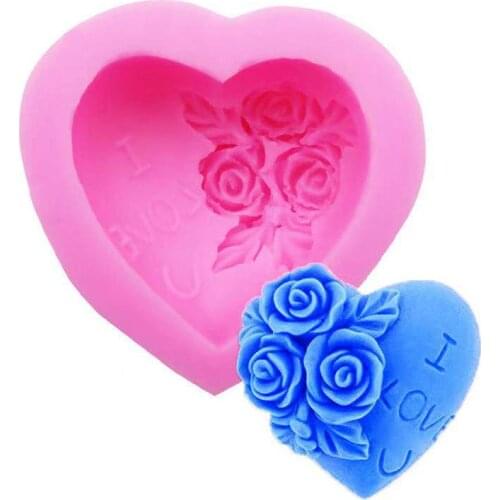 Rose Flower Love Shape Soap Mould DIY Handmade Soap Making Mold Baking Mold Chocolate Mold Soap Molds for Soap Making Soap Mold