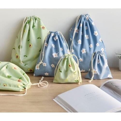 5pcs/lot Cotton bag travel beam pocket small cloth bag drawstring bag travel storage bag cosmetic luggage cotton linen bag E1114