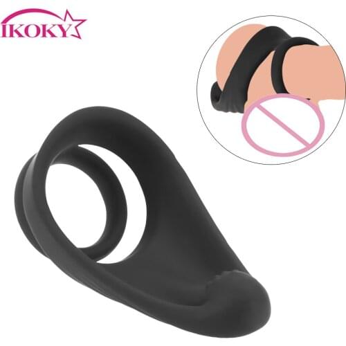 IKOKY Cock Ring Delay Ejaculation Male Masturbator Soft Silicone Adult Product Penis Rings Anal Massage Sex Toys for Men Couples