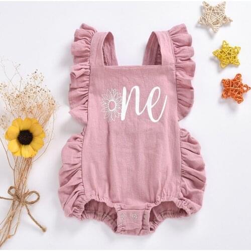 Summer Newborn Baby Girl Clothes Sleeveless Ruffle Romper One Print Romper Jumpsuit Cute One-Piece Outfit Cotton Clothes