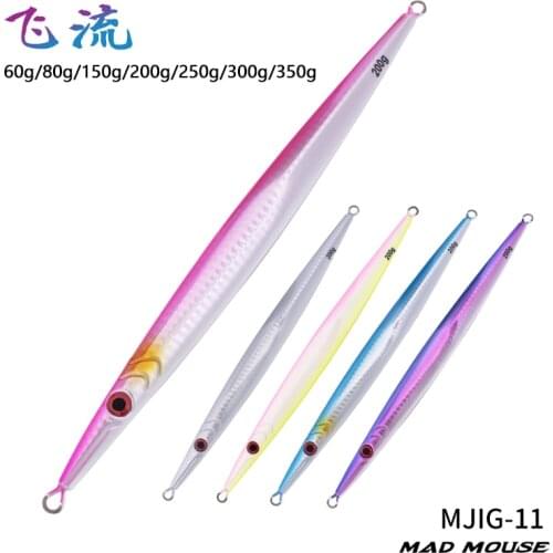 MADMOUSE Luminous Fishing Lure 60g 80g 160g 200g Slow Jig Jigging Lure Fish Lure Metal Fishing Lure Artificial Bait Saltwater