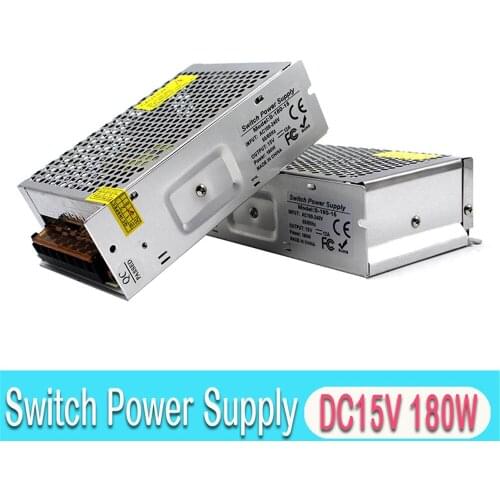 Small Volume Switching Power Supply AC110V 220V to DC15V 12A 180W Power Source Single Output SMPS For CCTV LED Lighting Monitor