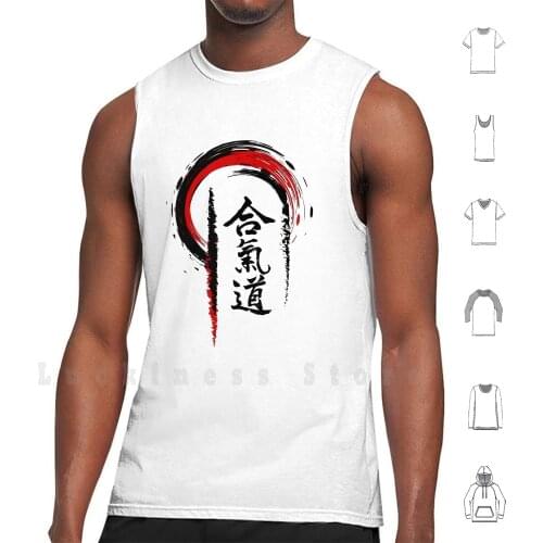 Aikido tank tops vest 100% Cotton Aikido Kanji Martial Arts Red White Japan Asian Way Path Martial Artist Japanese