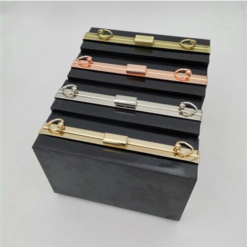18X11 cm retangle shape four colors metal purse frame with black plastic box clutches diy handbag accessories frame handles