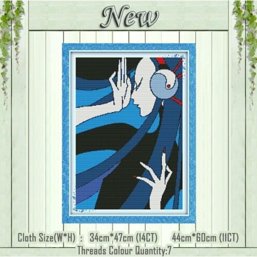 Fashion girl cartoon diy home decor painting 11CT Counted printed on Canvas DMC 14CT Cross Stitch Embroidery kits Needlework Set