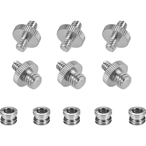 1/4"-20 3/8"-16 Threaded Screw Adapter Mount Set Reducer Bushing Converter for Camera Tripod Monopod Ballhead Light Stand etc