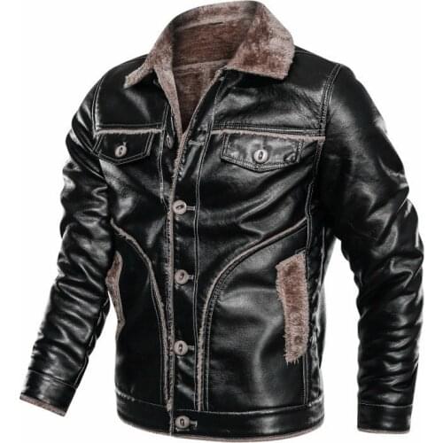 2021 New Mens Leather Clothing European and American Fashion Slim Men Motorcycle Pu Plus Fleece Fur One Leather Jacket for Men