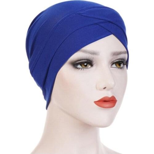 2021New Autumn European And American High Elasticity Super Soft Breathable Forehead Cross Turban Hat Ladies Fashion Hijabs
