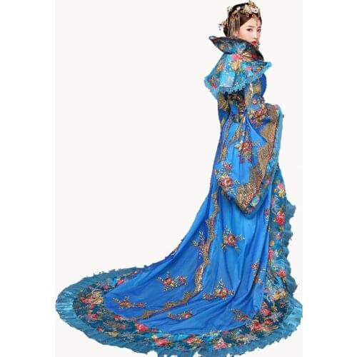 New Designer New Women Noble Draggle-tail Dress queen of the tang dynasty princess clothing Chinese ancient perform costums