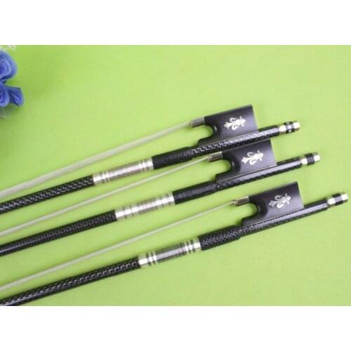 New 1pcs 4/4 Violin Bow Black Carbon Fiber Ebony Frog Round Stick Straight #02