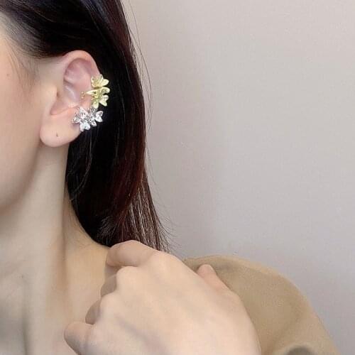 Origin Summer Unusual Irregular Flower Clip Earring for Women Girls Gold Silver Color Metallic Earring Jewelry Pendientes