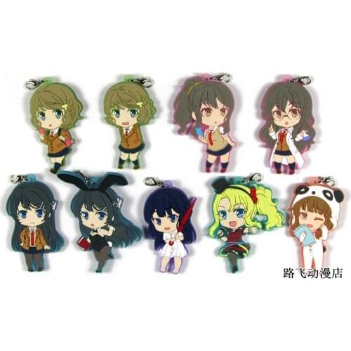 Seishun Buta Yarou Original Japanese anime rubber mobile phone charms keychain strap