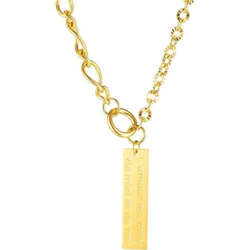 New Arrival Simple Temperament Square Pendant Necklace Gold Color Titanium Steel Jewelry Woman Gift Wholesale Not Fade