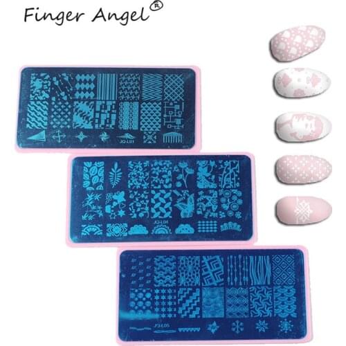 Finger Angel 1PCS Nail Stamping Plates 6*12cm Stamp Image Plate With Pink Backplane Design Hepburn Images DIY Nail Art Template