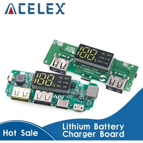 Lithium Battery Charger Board LED Dual USB 5V 2.4A Micro/Type-C USB Mobile Power Bank 18650 Charging Module Circuit Protection
