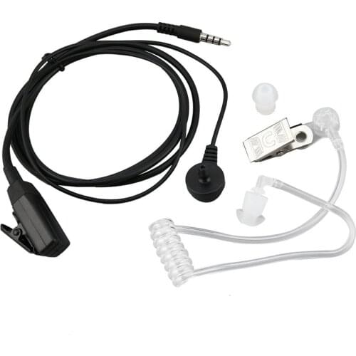 Portable Surveillance Security Clear Iron Clip Spiral Tube Coiled Acoustic Air Tube Earpiece PTT for Smart Mobile Phones In-ear