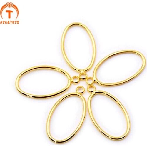 10 Pcs oval shape gold plated brass ring earring hoop charms for DIY jwelry making copper connector finding Component accessorie