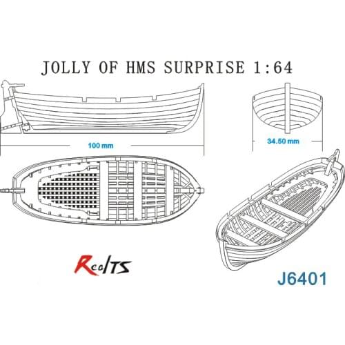 RealTS Classic wooden boat 1/64 lifeboat wooden boat assemble kit wooden puzzle