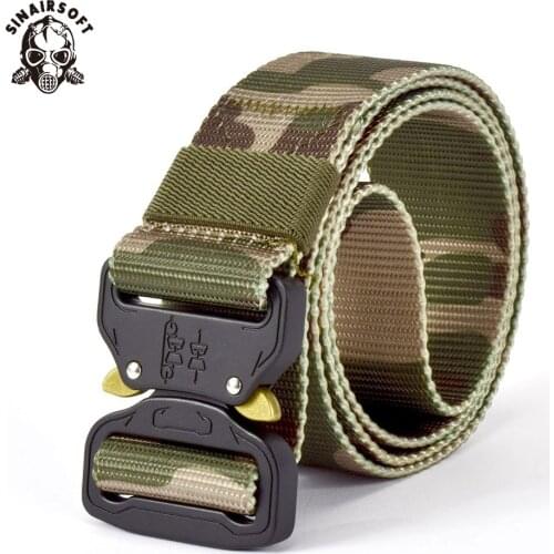 Military Equipment Army Tactical Belt Adjustable Men Thicken Metal Buckle Sturdy Nylon Belt Combat Belts Multicam USNC Airsoft