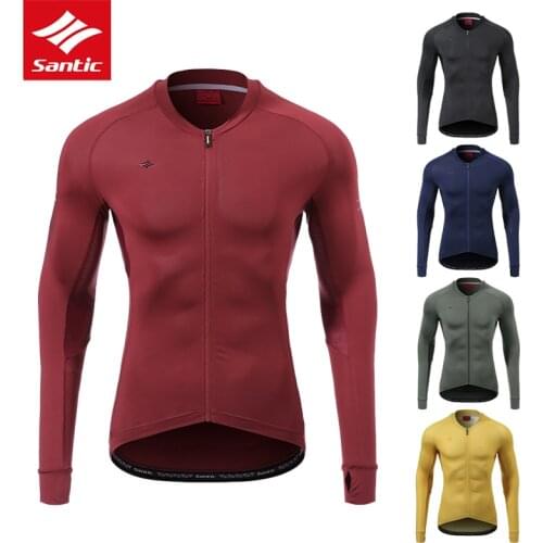 Santic Men Cycling Jersey Anti-sweat Quick-dry Breathable Long Sleeve MTB Road Bike Jersey Bicycle Shirt Riding Equipment