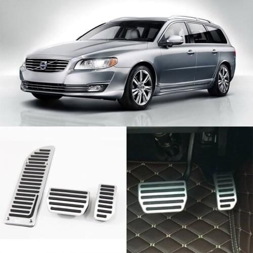 Savanini Brand New 3pcs Aluminium Non Slip Foot Rest Fuel Gas Brake Pedal Cover For Volvo V70 AT 2012-2014