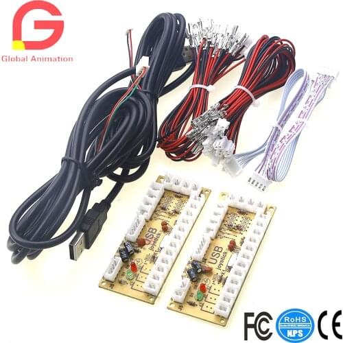 2 pcs Zero Delay Generic Game Controller USB to Joystick for MAME & Raspberry Pi1/2/3 RetroPie DIY Projects Support for SANWA