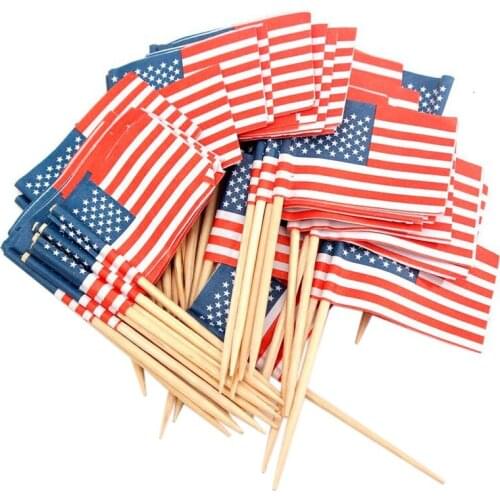WSFS Hot 100 American Flag Toothpicks Party Cupcake Decoration Sandwich Mini Food Picks