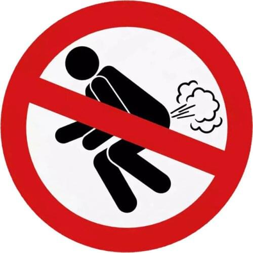 No Farting Car Funny Sticker Warning Sign for Cars Styling PVC Personalized Stickers Automobiles Products Window Door Ornament