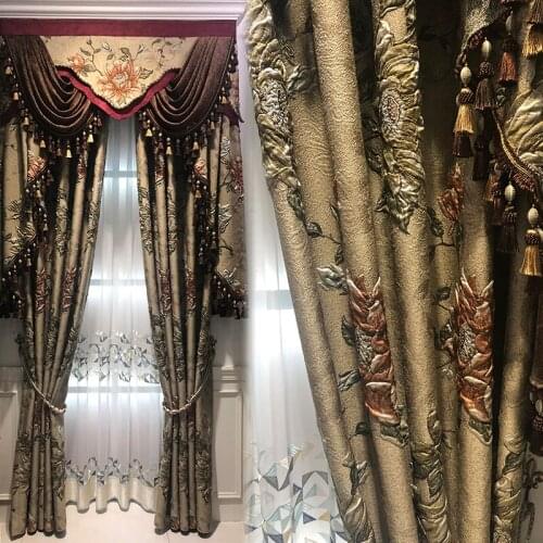 Northern Style Curtains for Bedroom Living Room Europe Netherlands Velvet Burning Brown Flannel Yellow Blackout Drapes