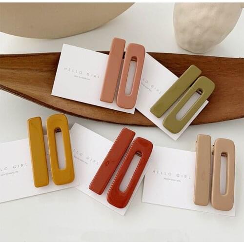 Korea Autumn Winter New Vintage Acetic Acid Acrylic Geometric Hollow Rectangle Hair Clips Hairpins For Women Hair Accessories