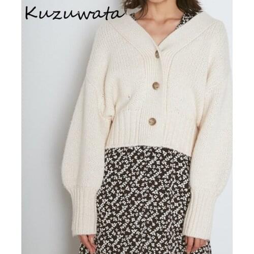 Sweet Simple New Loose Women Cardigan 2021 Spring V Neck Single Breasted Knit Coat Casual Solid Design Sweaters
