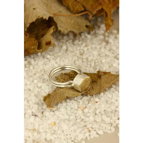 Dr Stone Natural Stone Women Hematite Rice Above Micron Silver Plated Ring Z121AR213